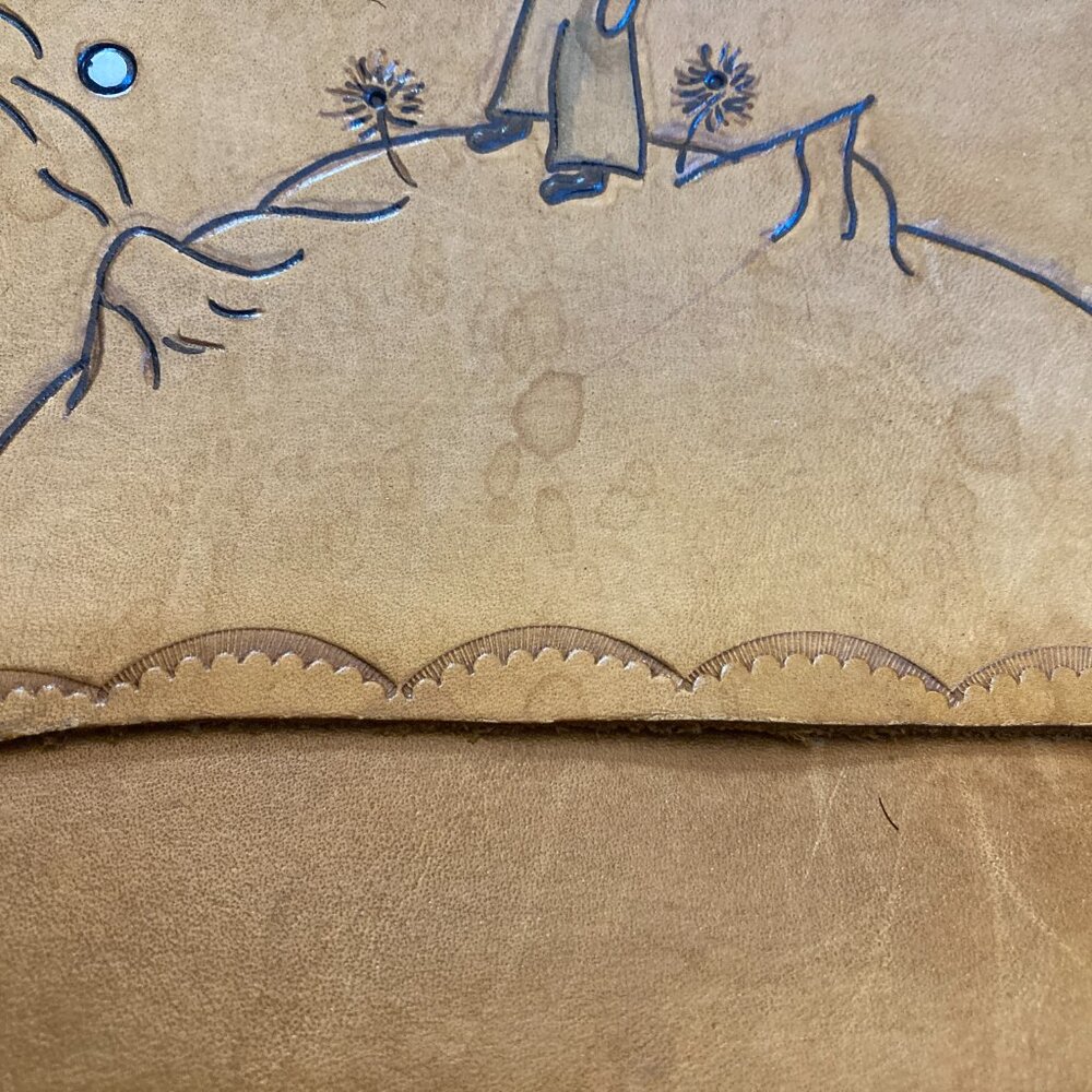 "The little prince" student tan  leather school bag handmade - Picture 6 of 16